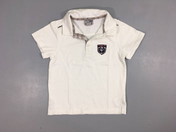 Polo m.c blanc , écusson 100% coton