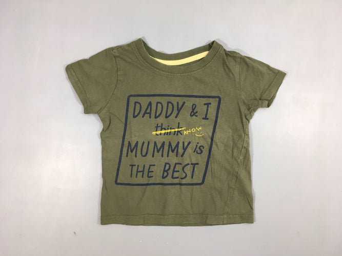 T-shirt m.c kaki "Daddy & i ..." 100% coton, moins cher chez Petit Kiwi