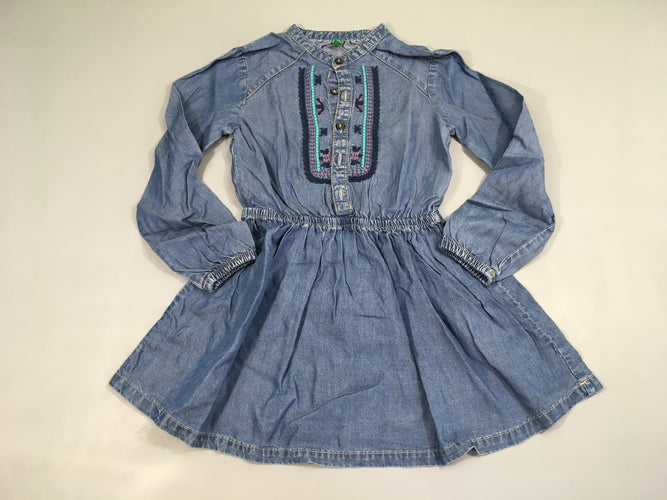 Robe m.l denim broderies, moins cher chez Petit Kiwi