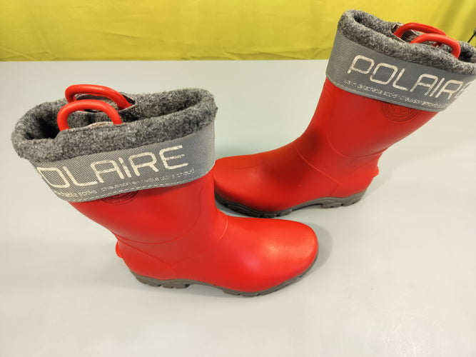 Bottes de pluie Boatillus rouge et gris. Intérieur polar amovible -36, moins cher chez Petit Kiwi