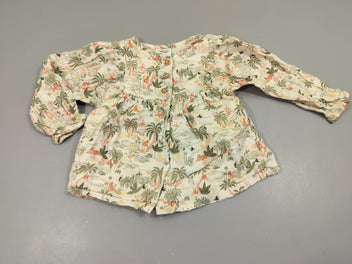 Blouse ml  motifs palmiers, flamants roses, ... 100% coton