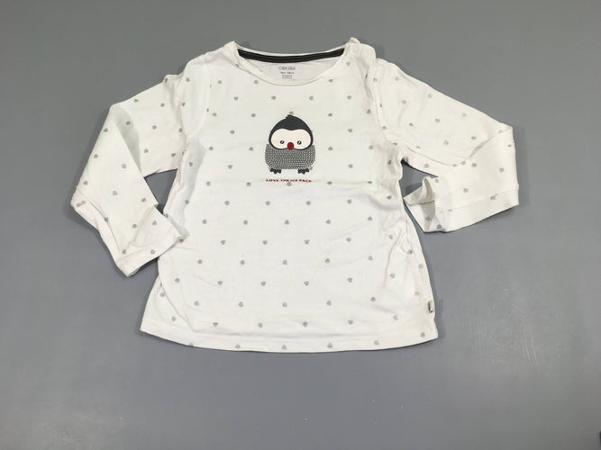 T-shirt m.l blanc pois pingouin sequins, moins cher chez Petit Kiwi