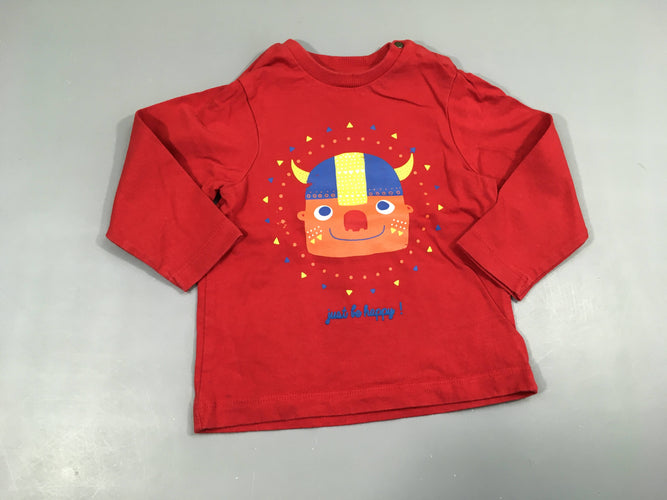 T-shirt m.l rouge Just be happy, moins cher chez Petit Kiwi