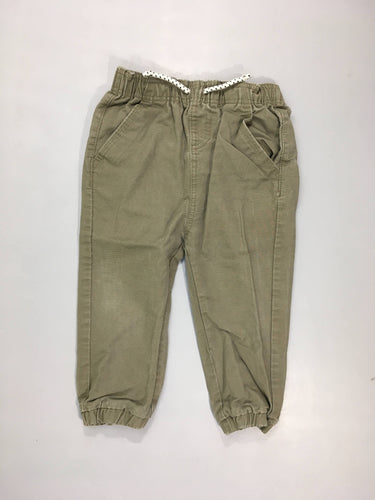 Pantalon kaki taille et chevilles élastiques . 100% coton, moins cher chez Petit Kiwi