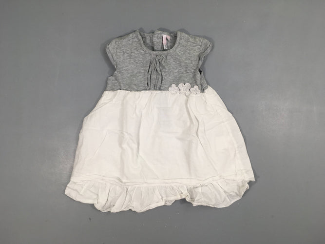 Robe m.c dessus gris flammé, dessous blanc  100% coton, moins cher chez Petit Kiwi