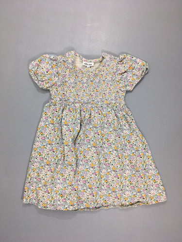 Robe m.c fleurs pastelles, dessus élastique. 95% coton 5% élasthanne, moins cher chez Petit Kiwi