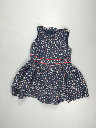 Robe s.m bleu marine fleurs blanches et rouges, moins cher chez Petit Kiwi