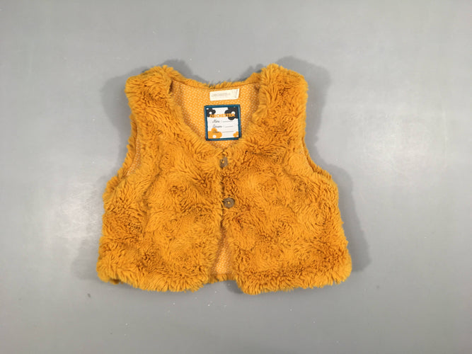 Gilet berger "peluche" jaune moutarde  peluche , 100% polyester, moins cher chez Petit Kiwi