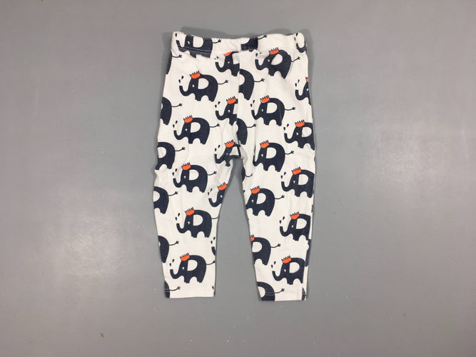 Legging blanc motifs éléphants  100% coton, moins cher chez Petit Kiwi