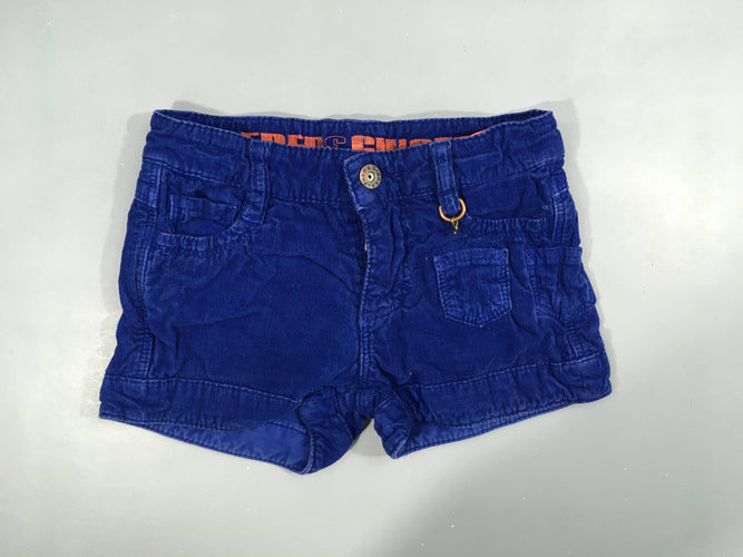 Short velours côtelé bleu 100% coton  (manque un élément à l'attache), moins cher chez Petit Kiwi