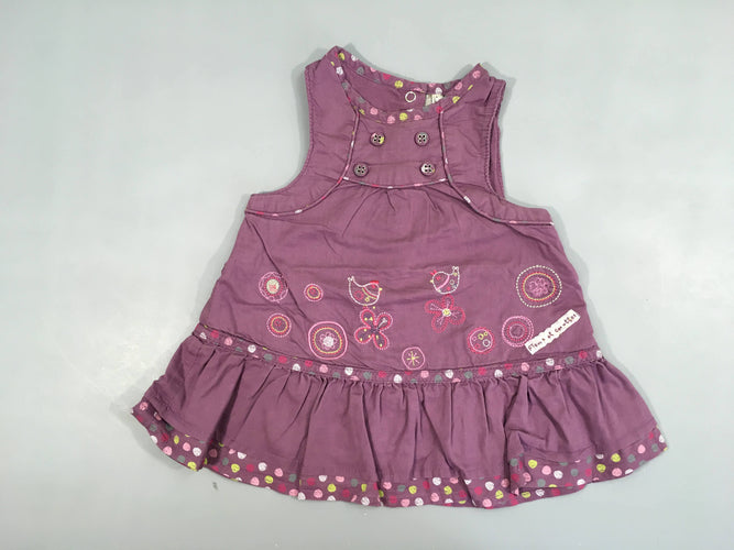 Robe s.m molleton mauve hibou, moins cher chez Petit Kiwi