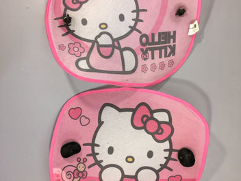 2 pare-soleil à ventouses, rose Hello Kitty, un des deux avec petits trous