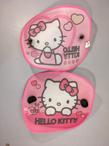 2 pare-soleil à ventouses, rose Hello Kitty, un des deux avec petits trous, moins cher chez Petit Kiwi