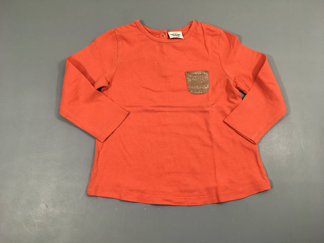 T-shirt m.l orange poche, moins cher chez Petit Kiwi