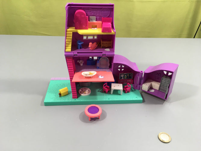 Polly pocket la maison de Polly, manque les personnages, le chien et le vélo, moins cher chez Petit Kiwi