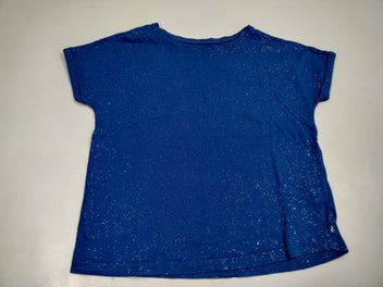 T-shirt m.c bleu  paillettes argentés  100% coton