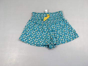 Short molleton bleu fleurs