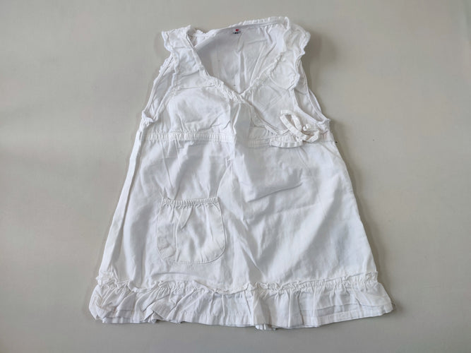 Robe s.m blanche volant bas, moins cher chez Petit Kiwi