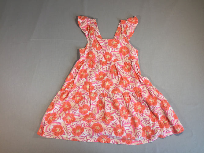 Robe s.m fleurs orangées - feuilles roses, moins cher chez Petit Kiwi