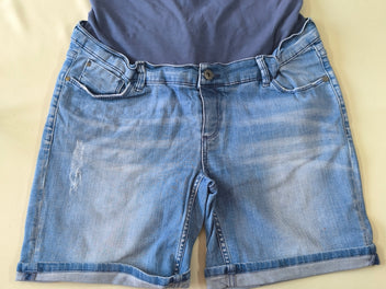 Short en jean de grossesse blau clair à revers