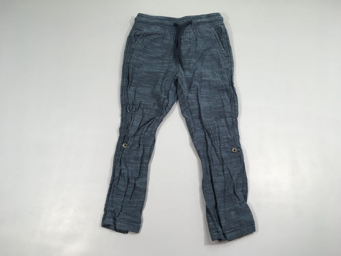 Pantalon jersey texturé bleu foncé ajustable sur la longueur, moins cher chez Petit Kiwi