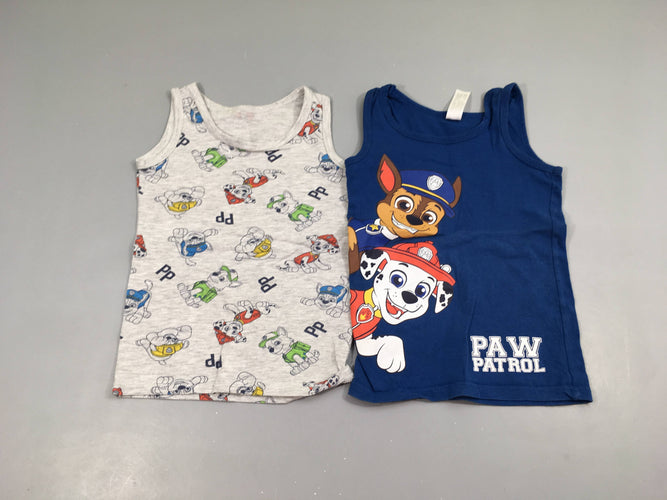 2 chemisettes s.m bleu/gris chiné Paw Patrol, boulochée, moins cher chez Petit Kiwi