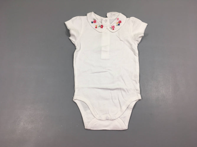 Body m.c blanc col fleurs, moins cher chez Petit Kiwi