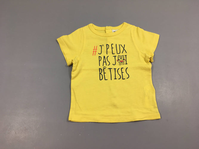 T-shirt m.c jaune betises, moins cher chez Petit Kiwi