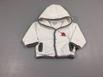 Gilet ouatiné velours blanc éléphant à capuche,