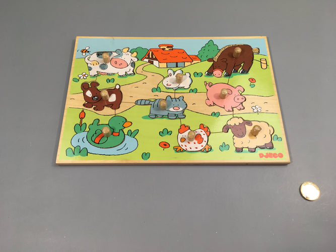 Planche puzzle bois ferme, moins cher chez Petit Kiwi