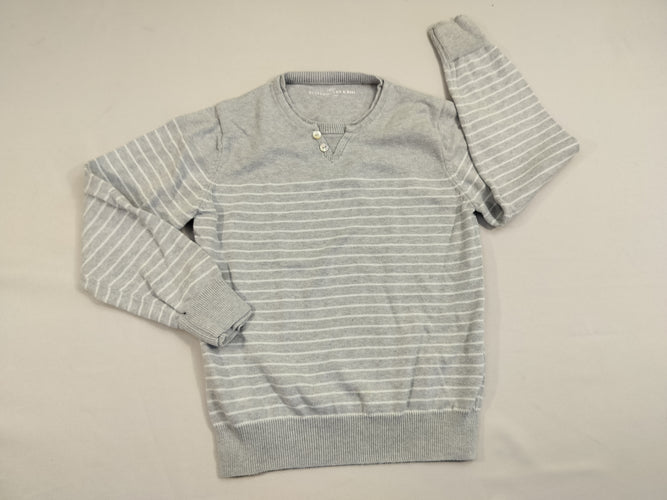 Pull gris chiné fines lignes blanches, moins cher chez Petit Kiwi