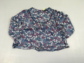 Blouse ml bleu fleurs