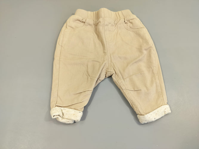 Pantalon beige à revers taille élastique, moins cher chez Petit Kiwi