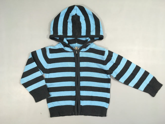 Gilet à capuche zippé bleu marine rayé bleu, moins cher chez Petit Kiwi