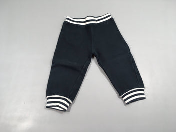 Pantalon molleton bleu marine rayé blanc