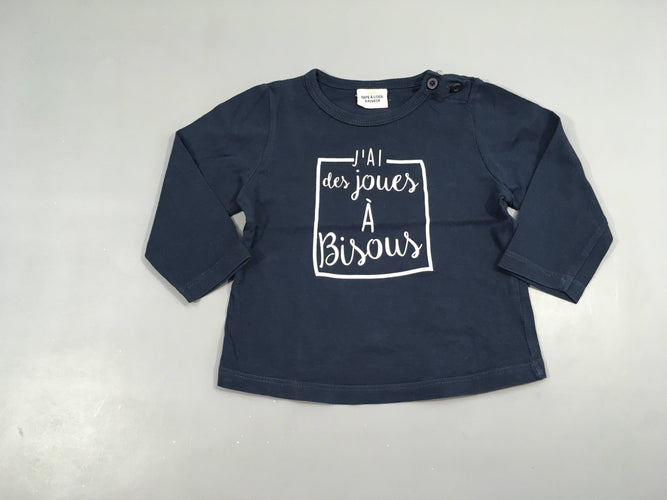 T-shirt m.l bleu marine bisous, moins cher chez Petit Kiwi