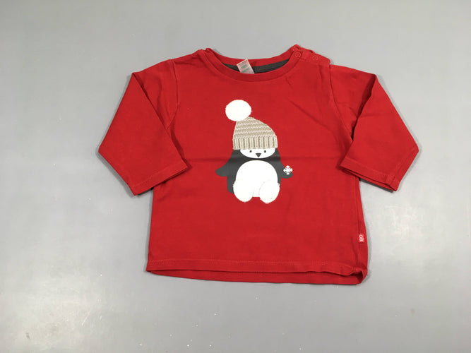 T-shirt m.l rouge pingouin, moins cher chez Petit Kiwi