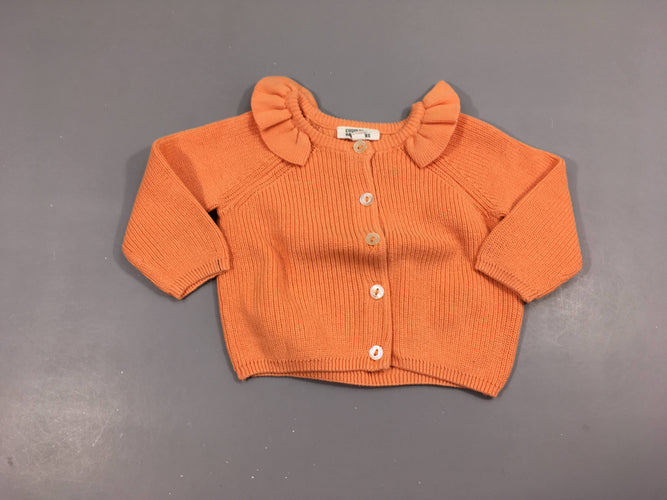 Gilet orange froufrous épaules, moins cher chez Petit Kiwi