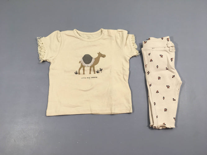 T-shirt m.l beige dromadaire relief + Pantalon molleton côtes, moins cher chez Petit Kiwi