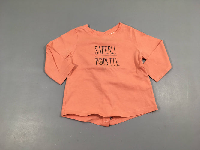 T-shirt m.l saumon Popette, moins cher chez Petit Kiwi