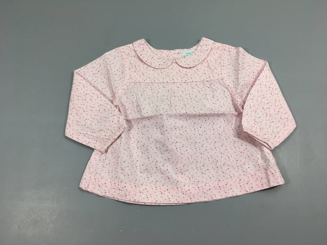 Blouse ml rose pois col, moins cher chez Petit Kiwi