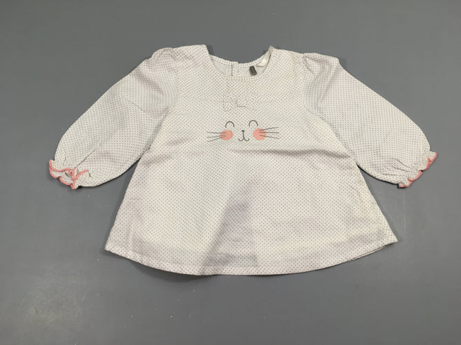 Robe m.l coton blanc pois gris chat, moins cher chez Petit Kiwi