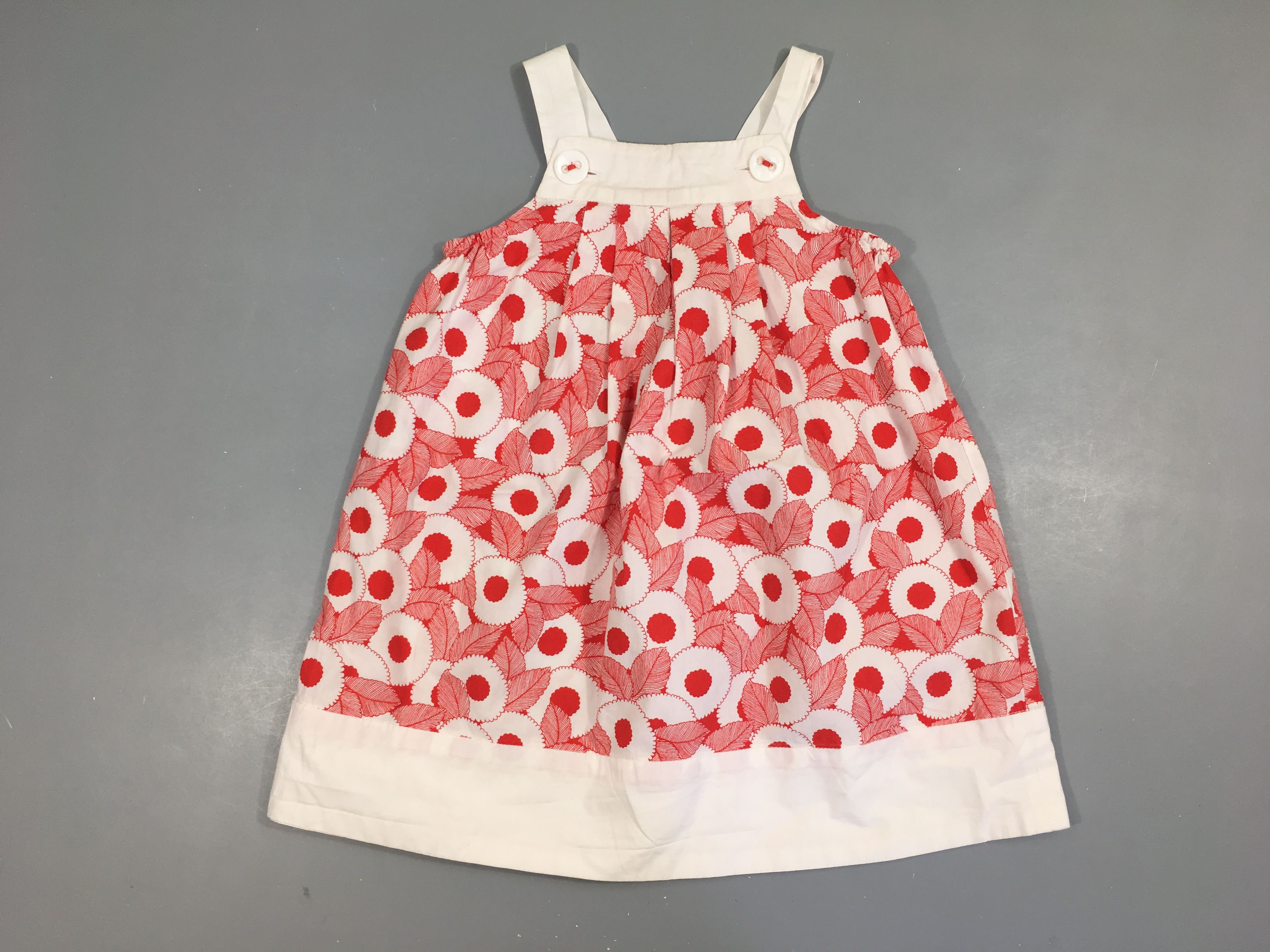 Robe s.m blanche fleurs rouges