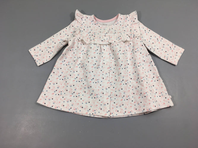 Robe m.l molleton texturé blanc pois bleu/rose, moins cher chez Petit Kiwi