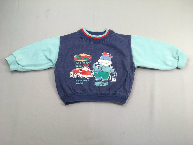 Sweat bleu hippo Junior, moins cher chez Petit Kiwi