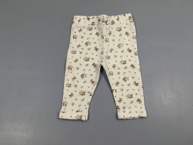 Pantalon molleton blanc fleurs, moins cher chez Petit Kiwi