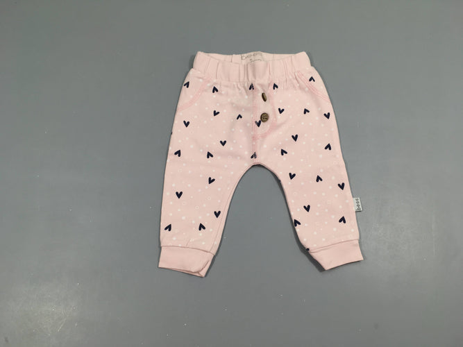 Pantalon molleton rose coeurs, moins cher chez Petit Kiwi