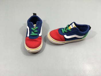 Baskets toile bleu-vert-rouge Vans (légères tarces pointes pied droit)