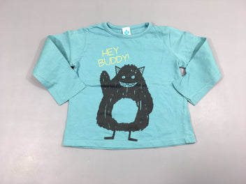 T-shirt m.l bleu clair Chat monstre