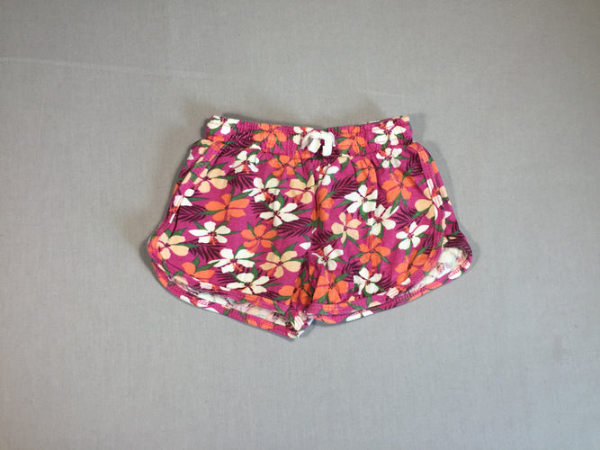 Short jersey muve fleurs blanches et orangées, moins cher chez Petit Kiwi